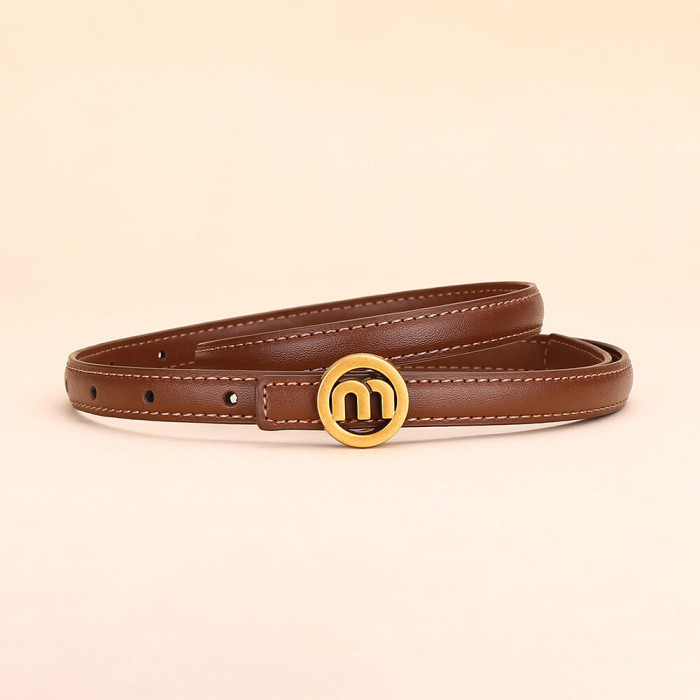 Leather Versatile Slim Belt for Dresses Jeans Suits Fashionable Minimalist black