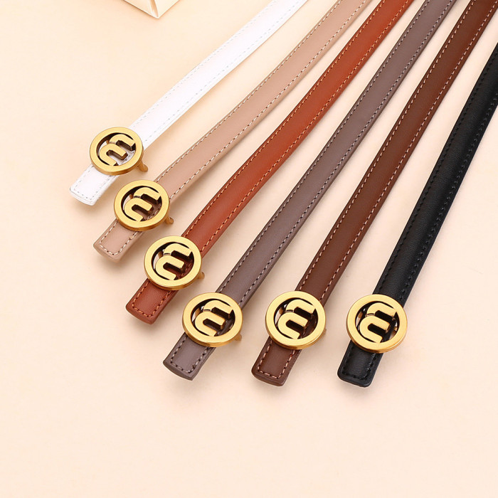 Leather Versatile Slim Belt for Dresses Jeans Suits Fashionable Minimalist black