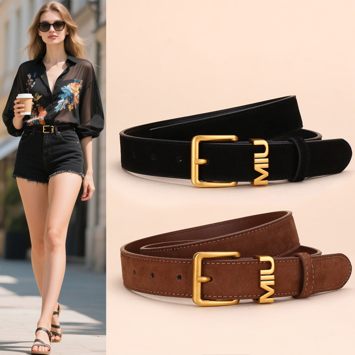 Leather Versatile Black Belt for Casual Trousers Jeans Skirts Suits Business