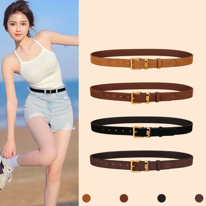 Leather Versatile Black Belt for Casual Trousers Jeans Skirts Suits Business