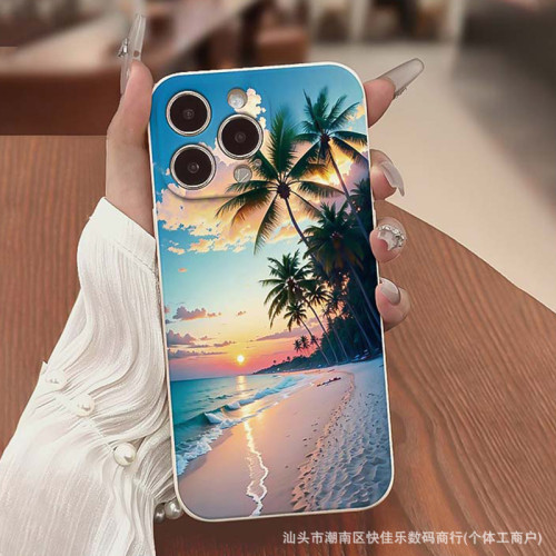 For iPhone 17 Air 17 Pro Max 16 15 14 13 12 11 XR 8 XS Phone Cover Beach Pattern