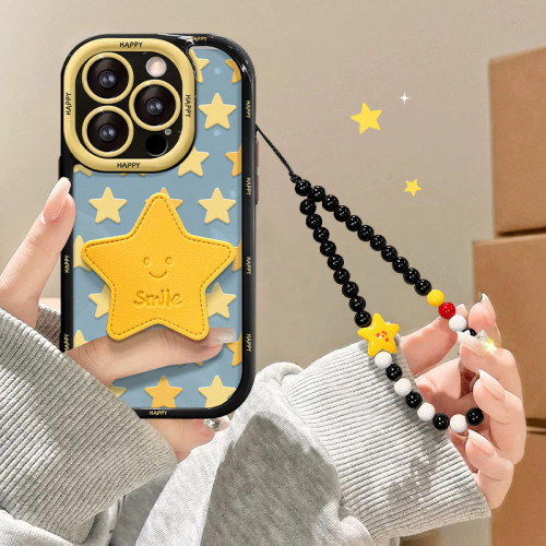 For iPhone 17 Air 17 Pro Max 16 15 14 13 12 11 XR 7 8 XS Phone Cover Stars w/bracelet