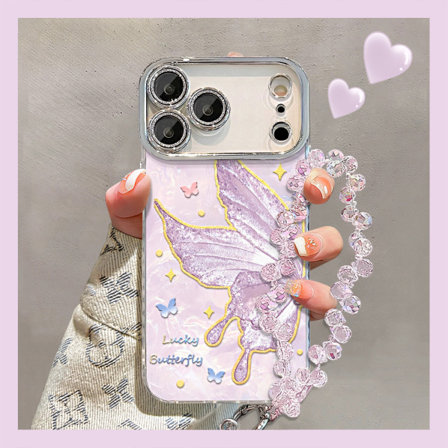 For Apple iPhone 17 Air 17 16 Pro Max 15 14 13 12 11 XR 7 8 XS Phone Case Butterfly Bracelet