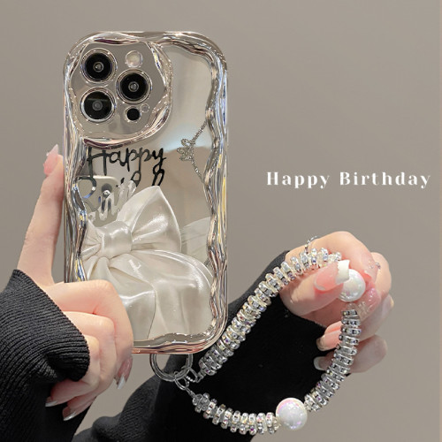 For iPhone 17 Air 17 Pro Max 16 15 14 13 12 11 XR 8 XS Phone Cover Bow Bracelet