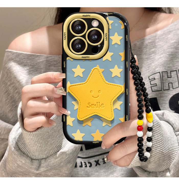 For iPhone 17 Air 17 Pro Max 16 15 14 13 12 11 XR 7 8 XS Phone Cover Stars w/bracelet