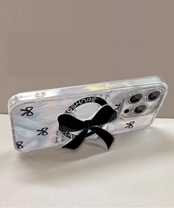 For iPhone 17 Air 17 Pro Max 16 15 14 13 12 11 Phone Cover Bow Magnetic Bracket