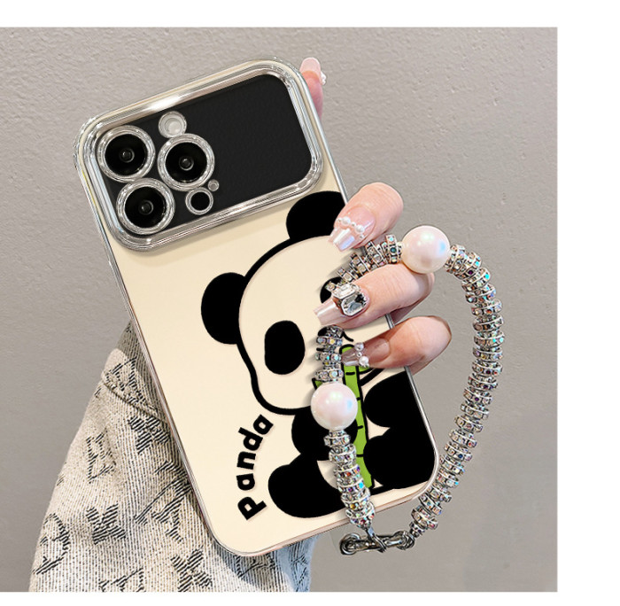 For iPhone 17 Air 17 Pro Max 16 15 14 13 12 11 XR 7 8 Phone Cover Panda Bracelet
