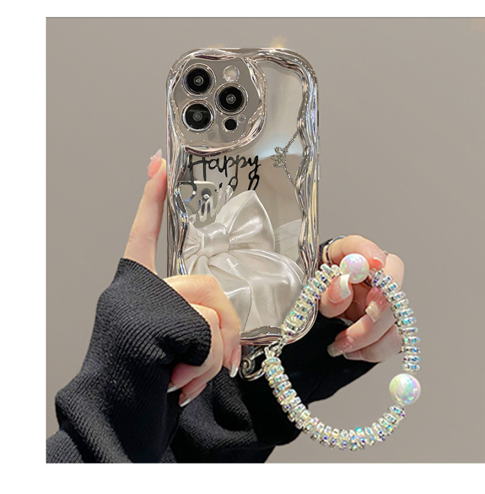 For iPhone 17 Air 17 Pro Max 16 15 14 13 12 11 XR 8 XS Phone Cover Bow Bracelet
