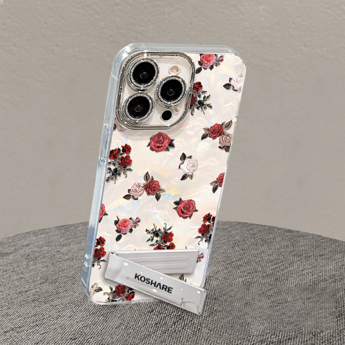 For Apple iPhone 17 Air 17 16 Pro Max 15 14 13 12 11 XR Phone Case Rose Bracket