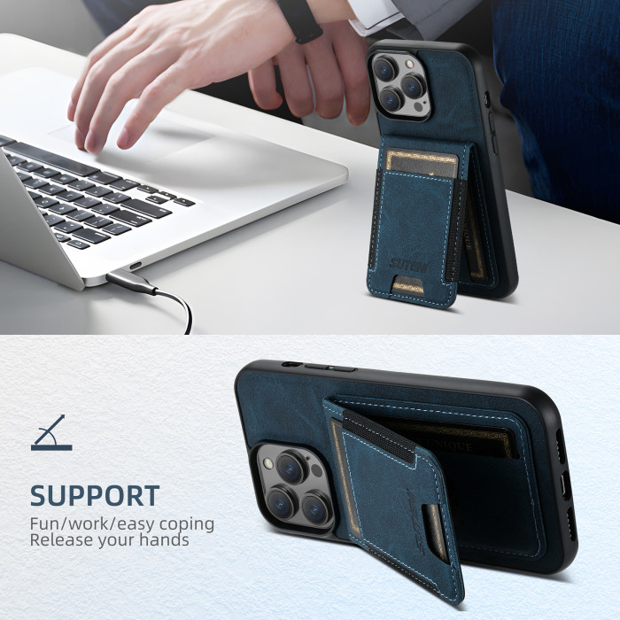 For iPhone 17 Air 17 Pro Max 16 15 14 13 12 XR XS 7 8 Phone Case Bracket leather Wallet