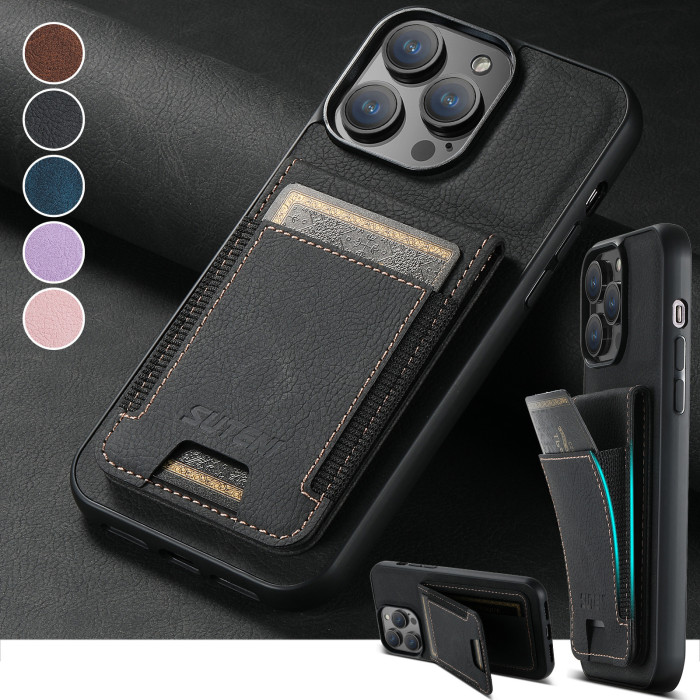 For iPhone 17 Air 17 Pro Max 16 15 14 13 12 XR XS 7 8 Phone Case Bracket leather Wallet
