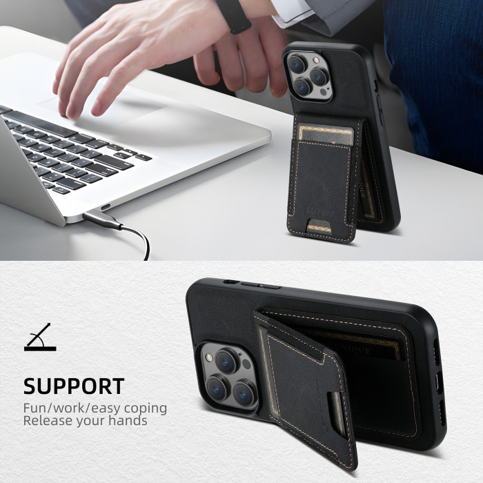 For iPhone 17 Air 17 Pro Max 16 15 14 13 12 XR XS 7 8 Phone Case Bracket leather Wallet