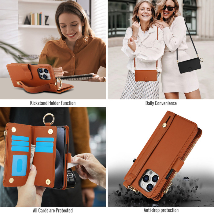 For iPhone 17 Air 17 Pro Max 16 15 14 13 12 XR XS 7 8 Phone Case Wallet Leather