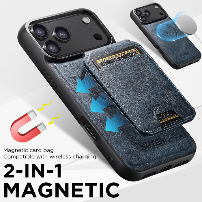 For iPhone 17 Air 17 Pro Max 16 15 14 13 12 Phone Case Leather Wireless Charging