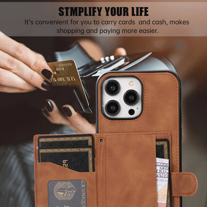 For iPhone 17 Air 17 Pro Max 16 15 14 13 12 XR XS 7 8 Phone Case Leather Wallet