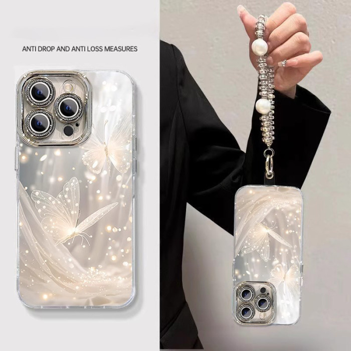 For iPhone 17 Air 17 Pro Max 16 15 14 13 12 XR 7 8 Phone Case Butterfly Bracelet