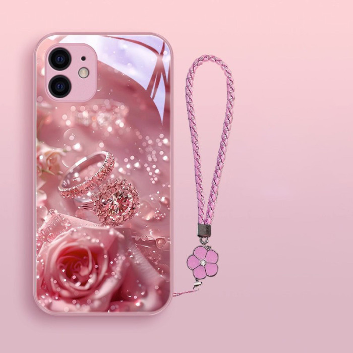 For iPhone 17 Air 17 Pro Max 16 15 14 13 12 11 XR 7 8 XS Phone Cover luxury Rose