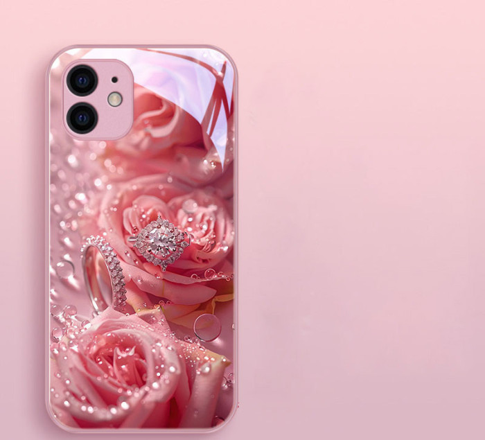 For iPhone 17 Air 17 Pro Max 16 15 14 13 12 11 XR 7 8 XS Phone Cover luxury Rose
