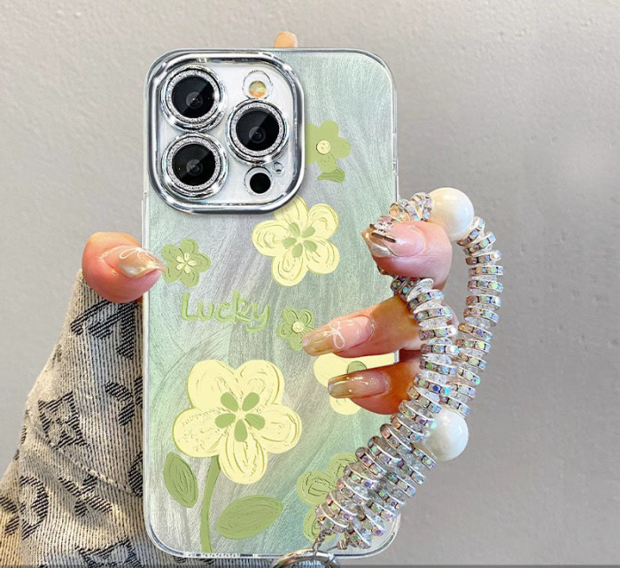 For iPhone 17 Air 17 Pro Max 16 15 14 13 12 11 Phone Cover Flower w/Bracelet New
