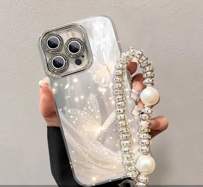 For iPhone 17 Air 17 Pro Max 16 15 14 13 12 XR 7 8 Phone Case Butterfly Bracelet