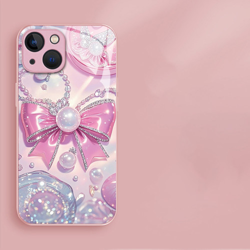 For iPhone 17 Air 17 Pro Max 16 15 14 13 12 11 XR 7 8 XS Phone Cover Bow Unique Pearl