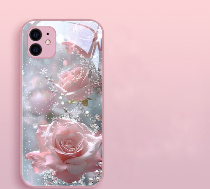 For iPhone 17 Air 17 Pro Max 16 15 14 13 12 11 XR 7 8 XS Phone Cover Rose case
