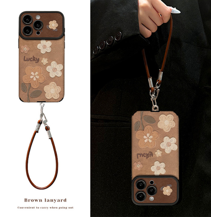 For Apple iPhone 17 Air 17 Pro Max 16 15 14 13 12 11 XR 7 8 XS Advanced  Phone Cover Flower Lanyard