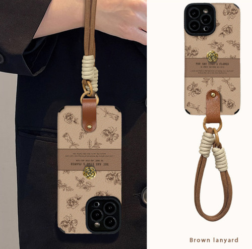 For Apple iPhone 17 Air 17 Pro Max 16 15 14 13 12 11 Phone Case Camellia Lanyard