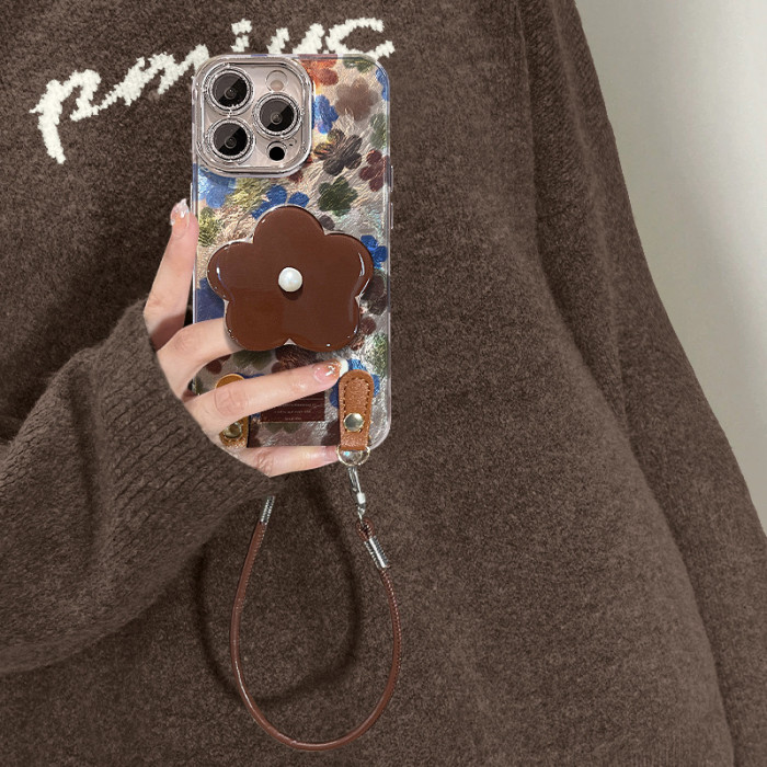 For Apple iPhone 17 Air 17 Pro Max 16 15 14 13 12 11 XR 7 8 XS Phone Case Camellia Doll Lanyard Bracket