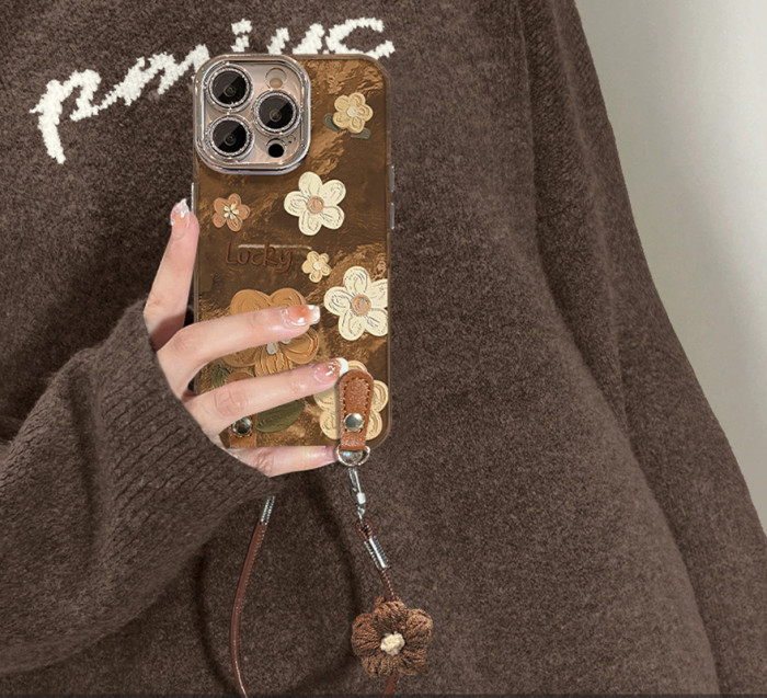 For Apple iPhone 17 Air 17 Pro Max 16 15 14 13 12 11 Phone Cover Flower Bracelet