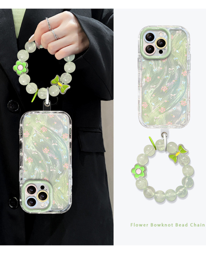 For Apple iPhone 17 Air 17 Pro Max 16 15 14 13 12 11 Phone Case Floral Bracelet  Feather Yarn
