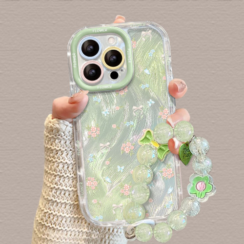For Apple iPhone 17 Air 17 Pro Max 16 15 14 13 12 11 Phone Case Floral Bracelet  Feather Yarn