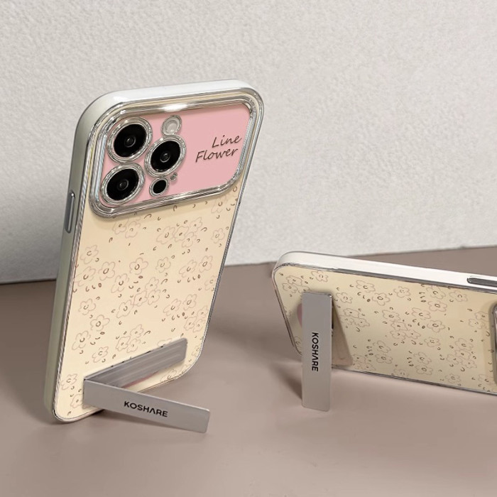 For Apple iPhone 17 Air 17 Pro Max 16 15 14 13 12 11 XR 7 8 XS Phone Case Fresh Floral Bracket Bracelet Unique Phone protector