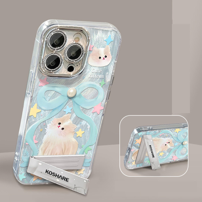 For Apple iPhone 17 Air 17 Pro Max 16 15 14 13 12 11 Phone Case Purple Gradient Cute Cat Bracelet