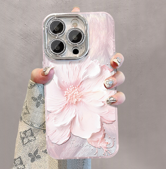 For Apple iPhone 17 Air 17 Pro Max 16 15 14 13 12 11 XR 7 8 XS Phone Case Fresh Floral Bracket Bracelet Unique Phone protector