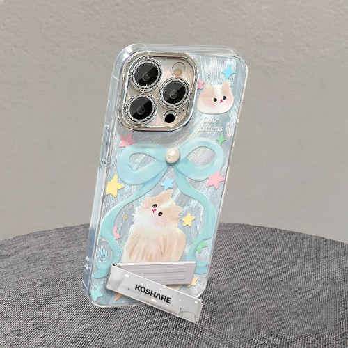 For Apple iPhone 17 Air 17 Pro Max 16 15 14 13 12 11 Phone Case Purple Gradient Cute Cat Bracelet