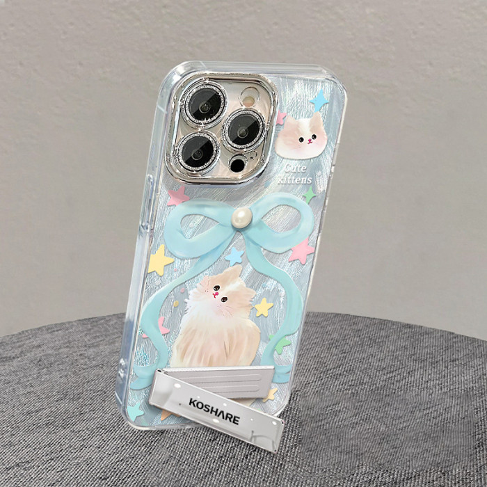For Apple iPhone 17 Air 17 Pro Max 16 15 14 13 12 11 Phone Case Purple Gradient Cute Cat Bracelet