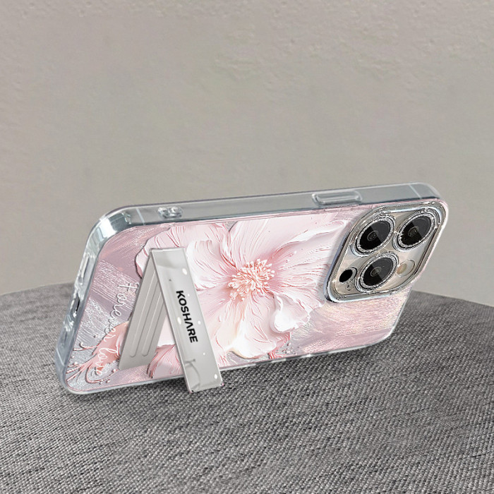 For Apple iPhone 17 Air 17 Pro Max 16 15 14 13 12 11 XR 7 8 XS Phone Case Fresh Floral Bracket Bracelet Unique Phone protector