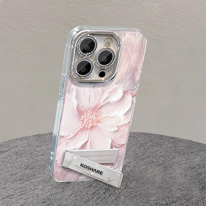 For Apple iPhone 17 Air 17 Pro Max 16 15 14 13 12 11 XR 7 8 XS Phone Case Fresh Floral Bracket Bracelet Unique Phone protector