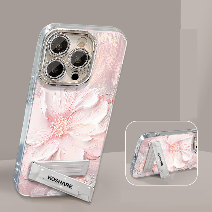 For Apple iPhone 17 Air 17 Pro Max 16 15 14 13 12 11 XR 7 8 XS Phone Case Fresh Floral Bracket Bracelet Unique Phone protector