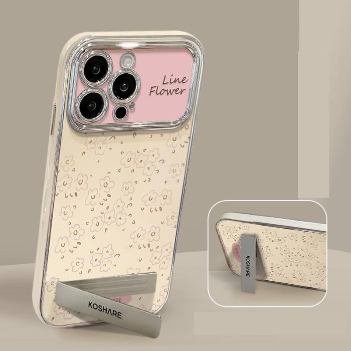 For Apple iPhone 17 Air 17 Pro Max 16 15 14 13 12 11 XR 7 8 XS Phone Case Fresh Floral Bracket Bracelet Unique Phone protector