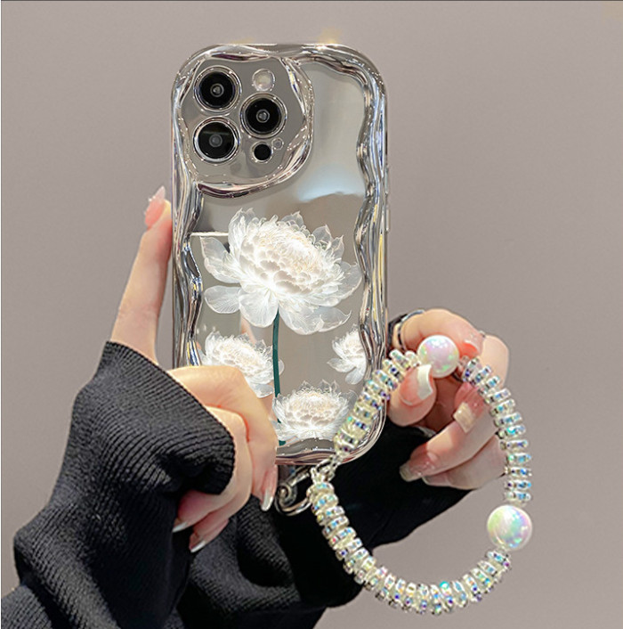 For Apple iPhone 17 Air 17 Pro Max 16 15 14 13 12 11 Phone Case Fashion Bracelet Epiphyllum Lanyard Bracelet  Phone protector