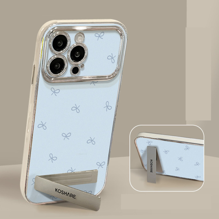 For Apple iPhone 17 Air 17 Pro Max 16 15 14 13 12 11 XR 7 8 XS Phone Case Bow Bracket Chain