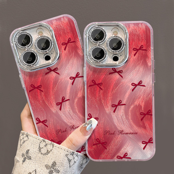 For Apple iPhone 17 Air 17 Pro Max 16 15 14 13 12 11 Phone Case Gradient Bow Bracelet Lanyard Bracelet  Phone protector