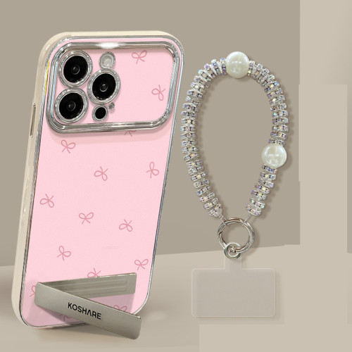 For Apple iPhone 17 Air 17 Pro Max 16 15 14 13 12 11 XR 7 8 XS Phone Case Bow Bracket Chain