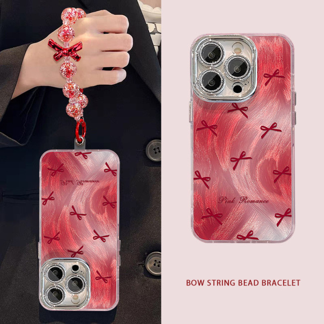 For Apple iPhone 17 Air 17 Pro Max 16 15 14 13 12 11 Phone Case Gradient Bow Bracelet Lanyard Bracelet Phone protector