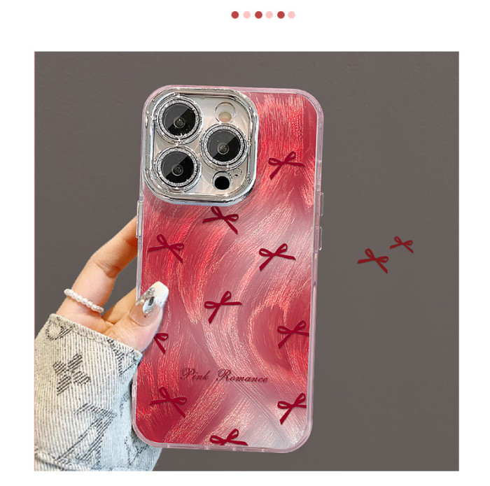 For Apple iPhone 17 Air 17 Pro Max 16 15 14 13 12 11 Phone Case Gradient Bow Bracelet Lanyard Bracelet  Phone protector
