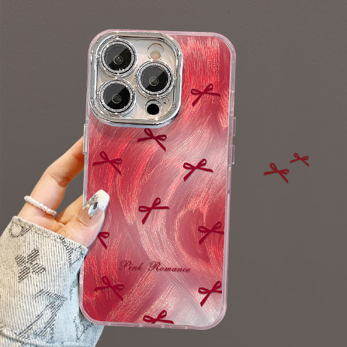 For Apple iPhone 17 Air 17 Pro Max 16 15 14 13 12 11 Phone Case Gradient Bow Bracelet Lanyard Bracelet  Phone protector