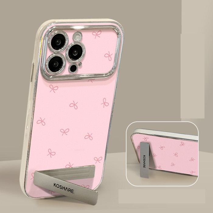 For Apple iPhone 17 Air 17 Pro Max 16 15 14 13 12 11 XR 7 8 XS Phone Case Bow Bracket Chain