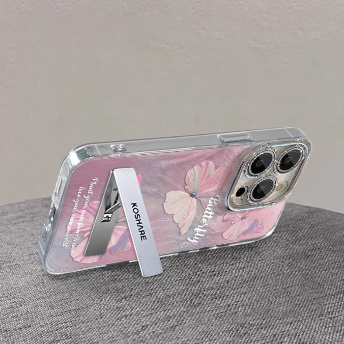 For Apple iPhone 17 Air 17 Pro Max 16 15 14 13 12 11 Phone Case Gradient Butterfly Bracket Bracelet Phone protector